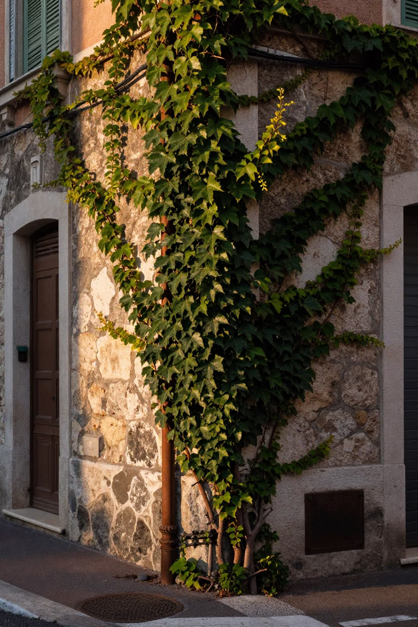 Early Morning Street Scene in Nice France with Rust and Ivy in in Nice, France