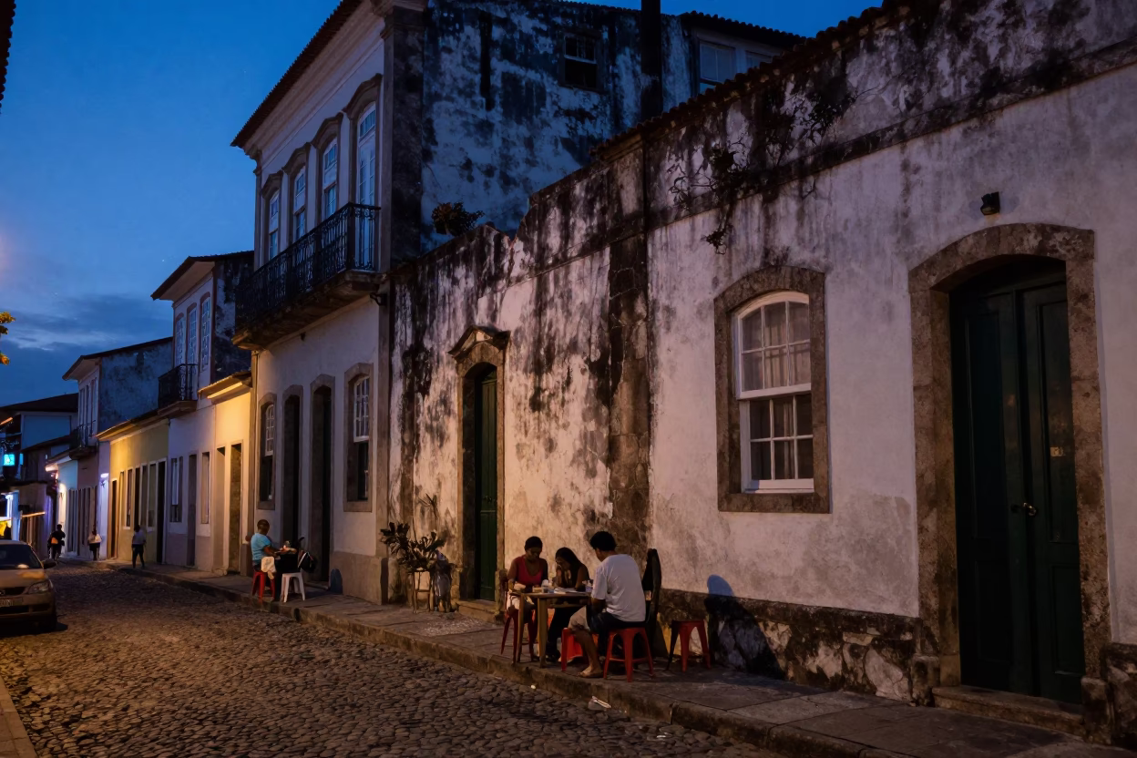 Early Morning Street Scene in Salvador Brazil with Local Breakfast and Market Details in in Salvador, Brazil