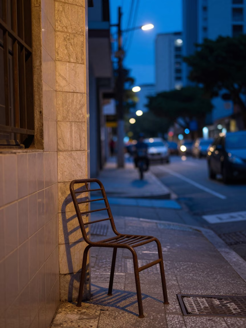 Early Morning Street Scene in São Paulo Brazil Before Sunrise with Urban Details in in São Paulo, Brazil