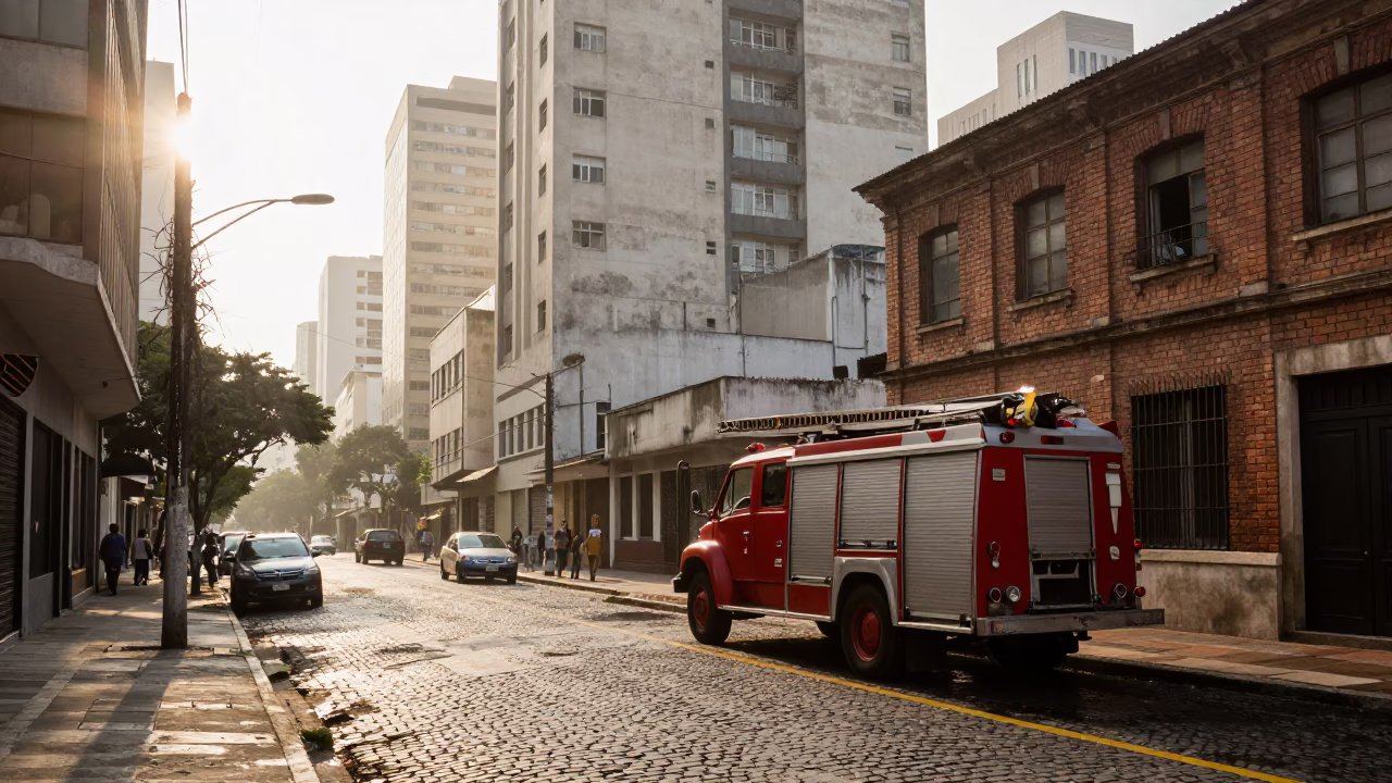 Early Morning Street Scene in São Paulo Brazil With Vintage 1950s Atmosphere in in São Paulo, Brazil