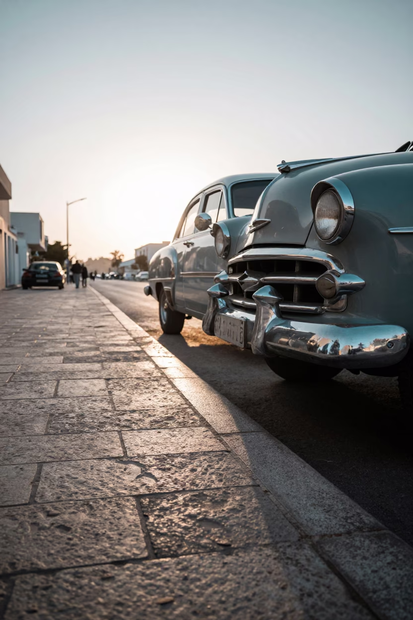 Early Morning Street Scene in Tunis Tunisia with Brushed Steel Edge in in Tunis, Tunisia