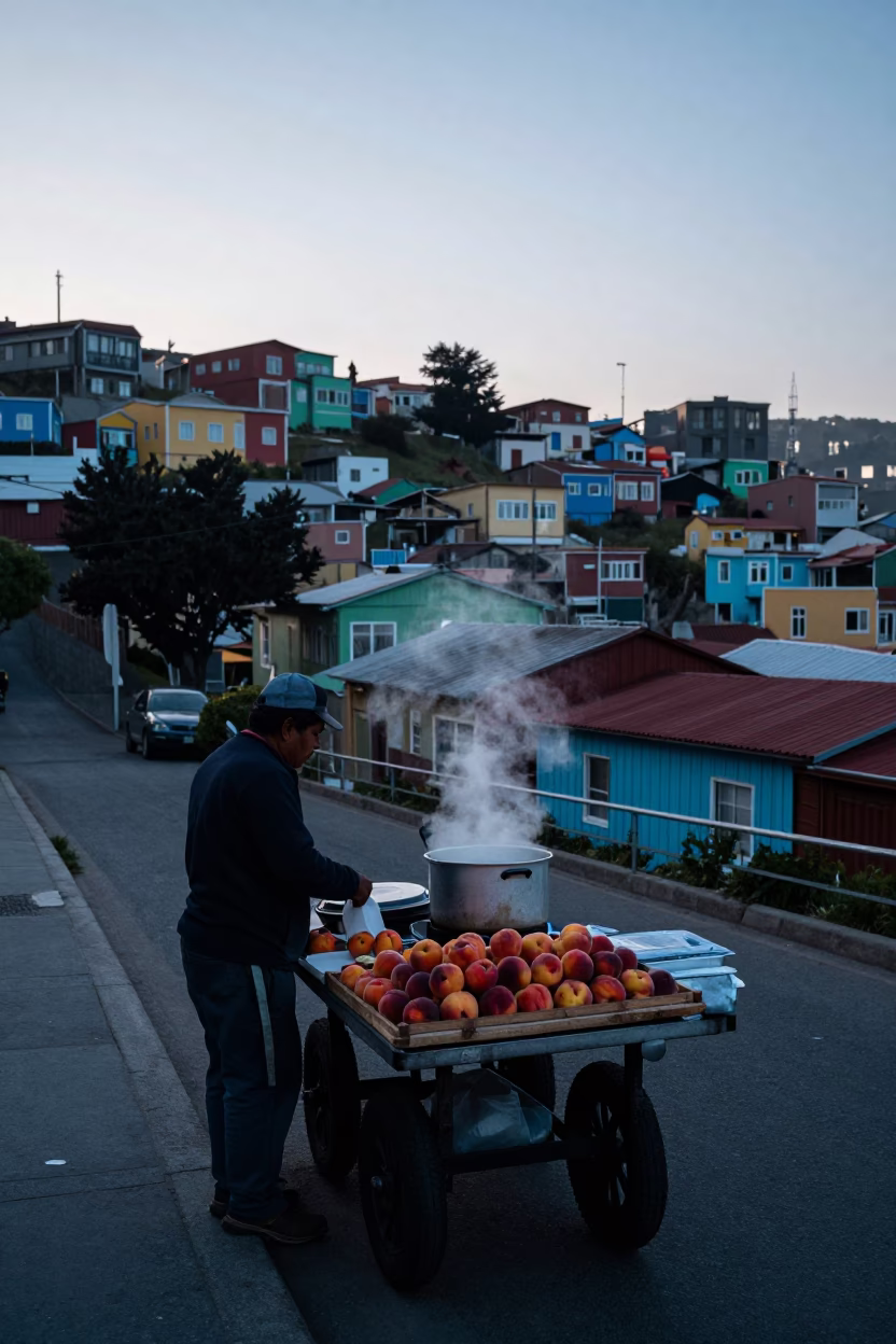Early Morning Street Scene in Valparaiso Chile Before Sunrise in in Valparaiso, Chile