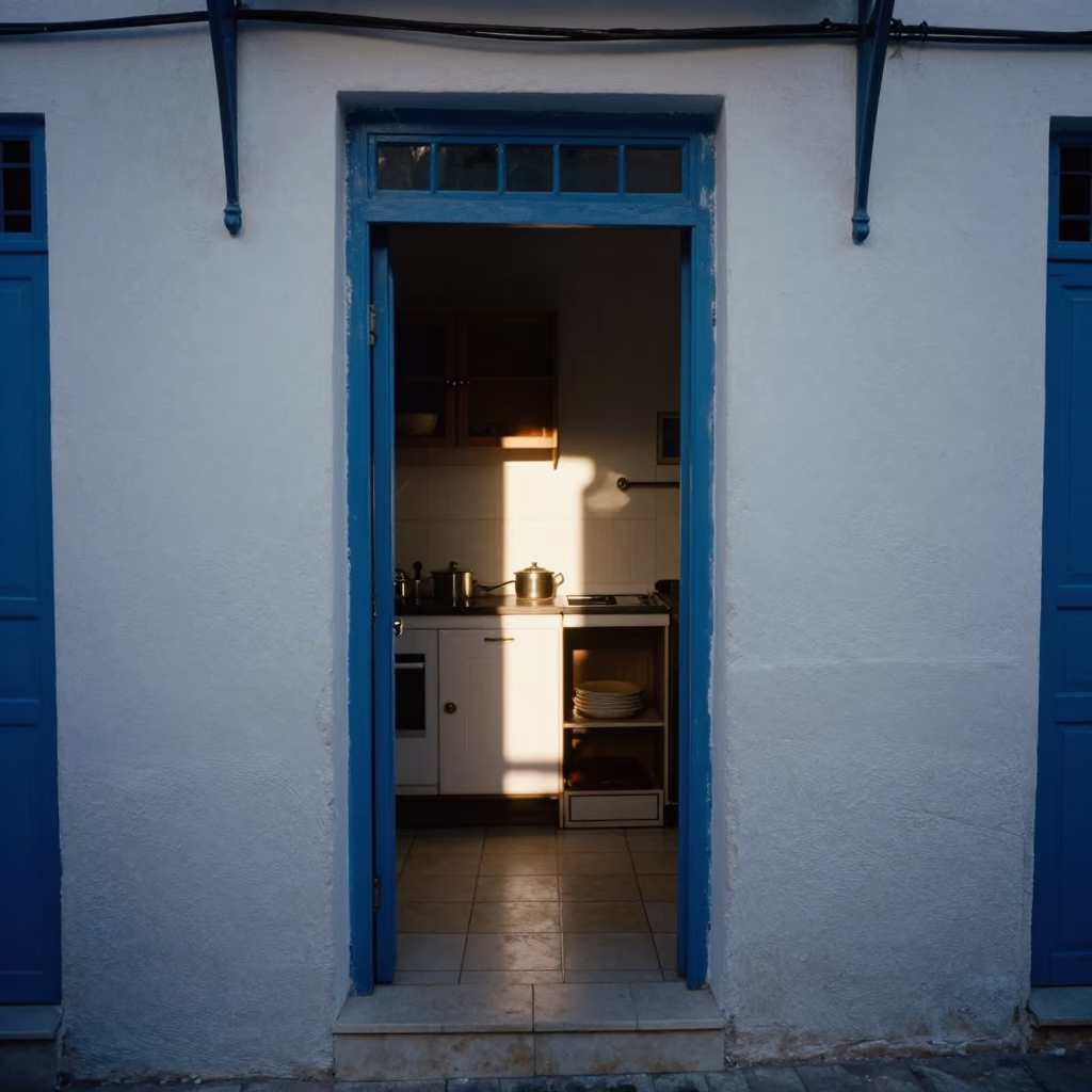 Early Morning Sunlight and Kitchen Details in a Tunisian Home in in Tunis, Tunisia