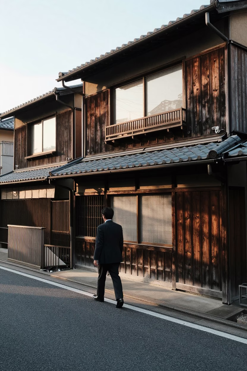 Early Morning Tokyo Street Scene with Vintage 1950s Atmosphere and Urban Details in in Tokyo, Japan