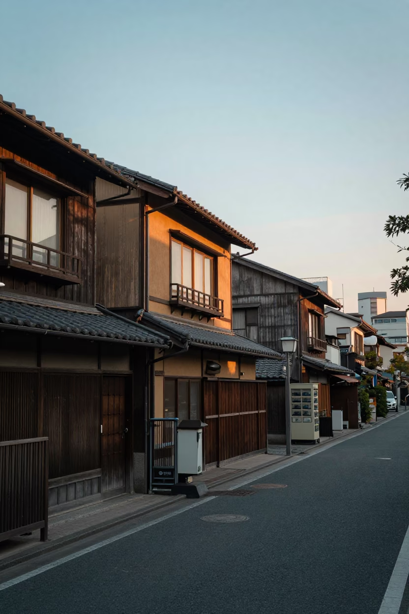 Early Morning Tokyo Street Scene with Vintage 1970s Architecture and Local Life in in Tokyo, Japan