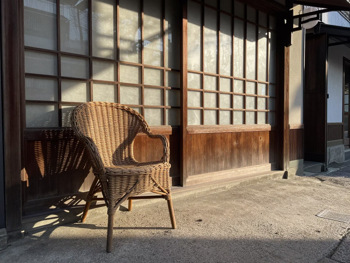 Early Morning Tokyo Street Scene with Wicker Shadows and Local Morning Routine in in Tokyo, Japan