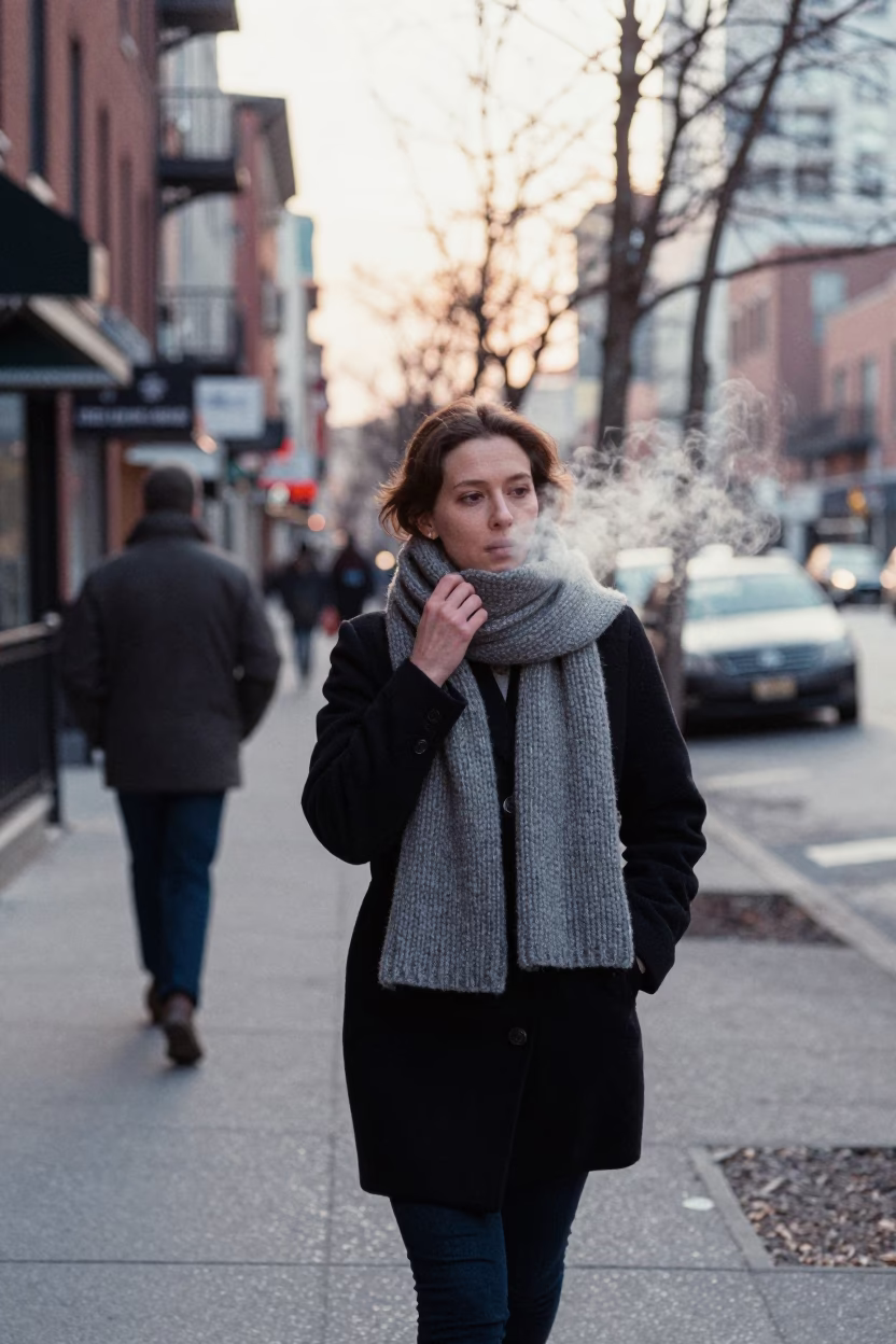 Early Morning Toronto Street Scene with Wool Scarves and Urban Textures in in Toronto, Ontario, Canada