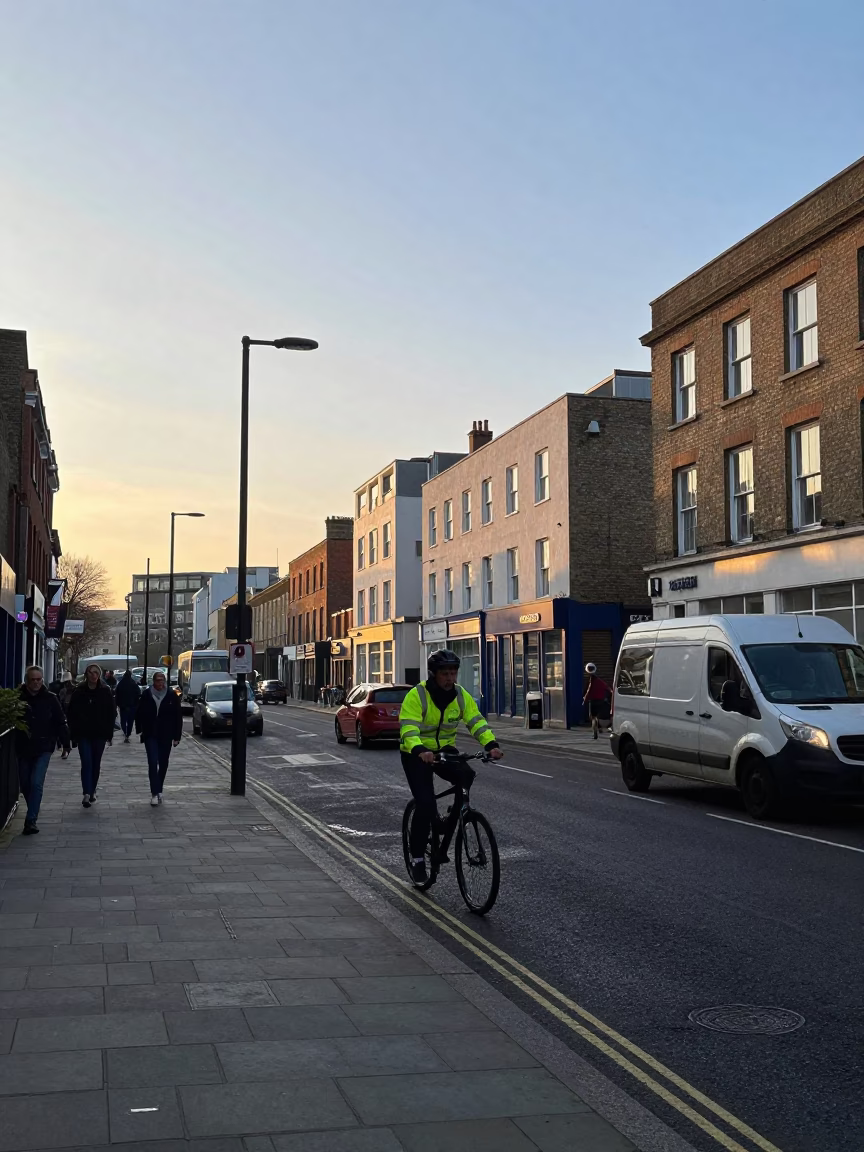 Early Morning Urban Life in Bristol UK Street Scene with Canal in in Bristol, United Kingdom