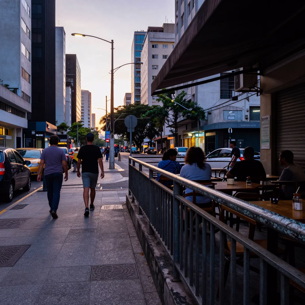 Early Morning Urban Street Scene in São Paulo Brazil at Dawn in in São Paulo, Brazil