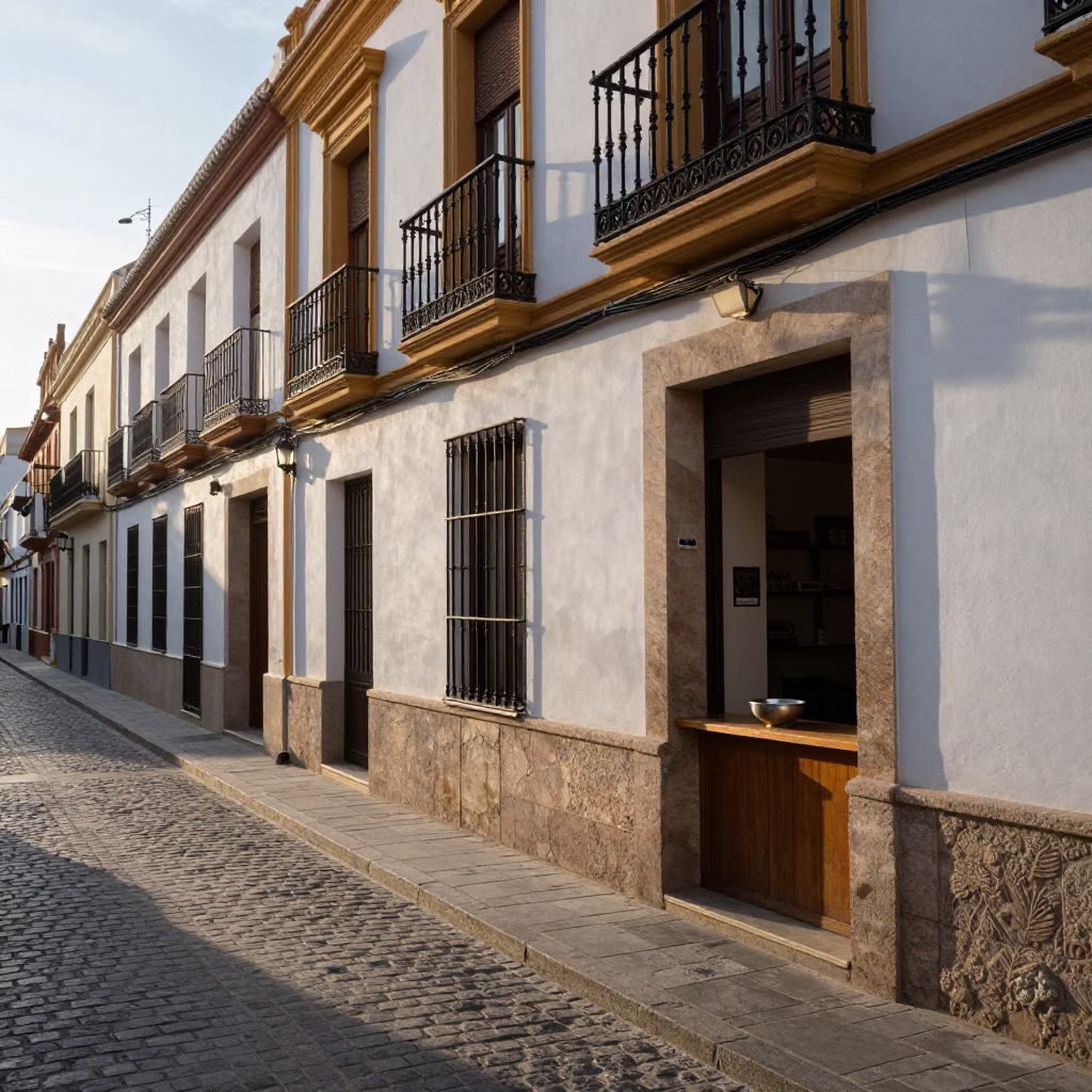 Early morning Valencia street scene with rustic details and local charm in in Valencia, Spain