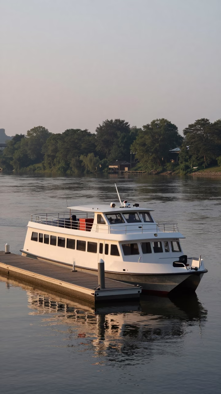Early Morning Water Taxi at Nashville Floating Dock with Fresh Grapes in in Nashville, Tennessee, United States