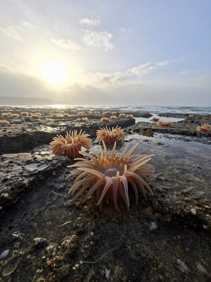 Early Spring Tide Pools at Haifa Before Sunrise in near Haifa