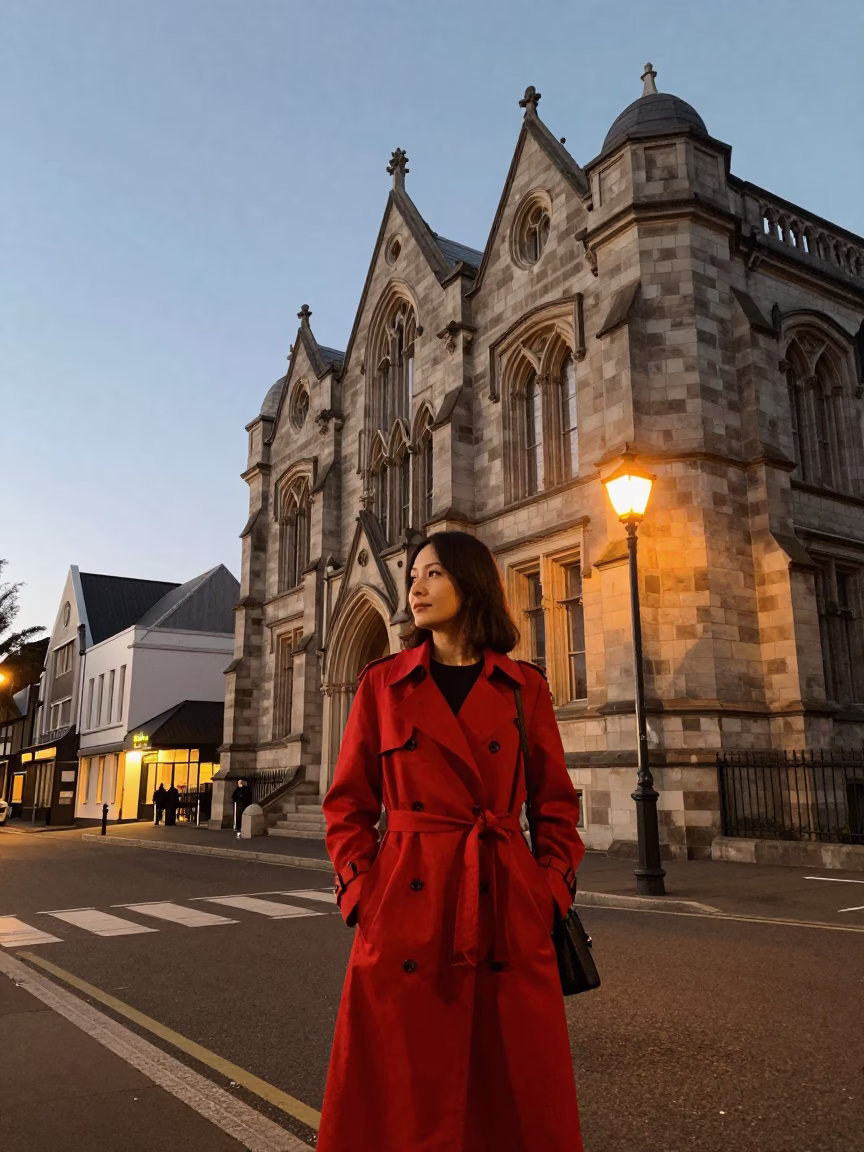 Early Twilight in Christchurch at The Early Evening Light in in Christchurch, New Zealand
