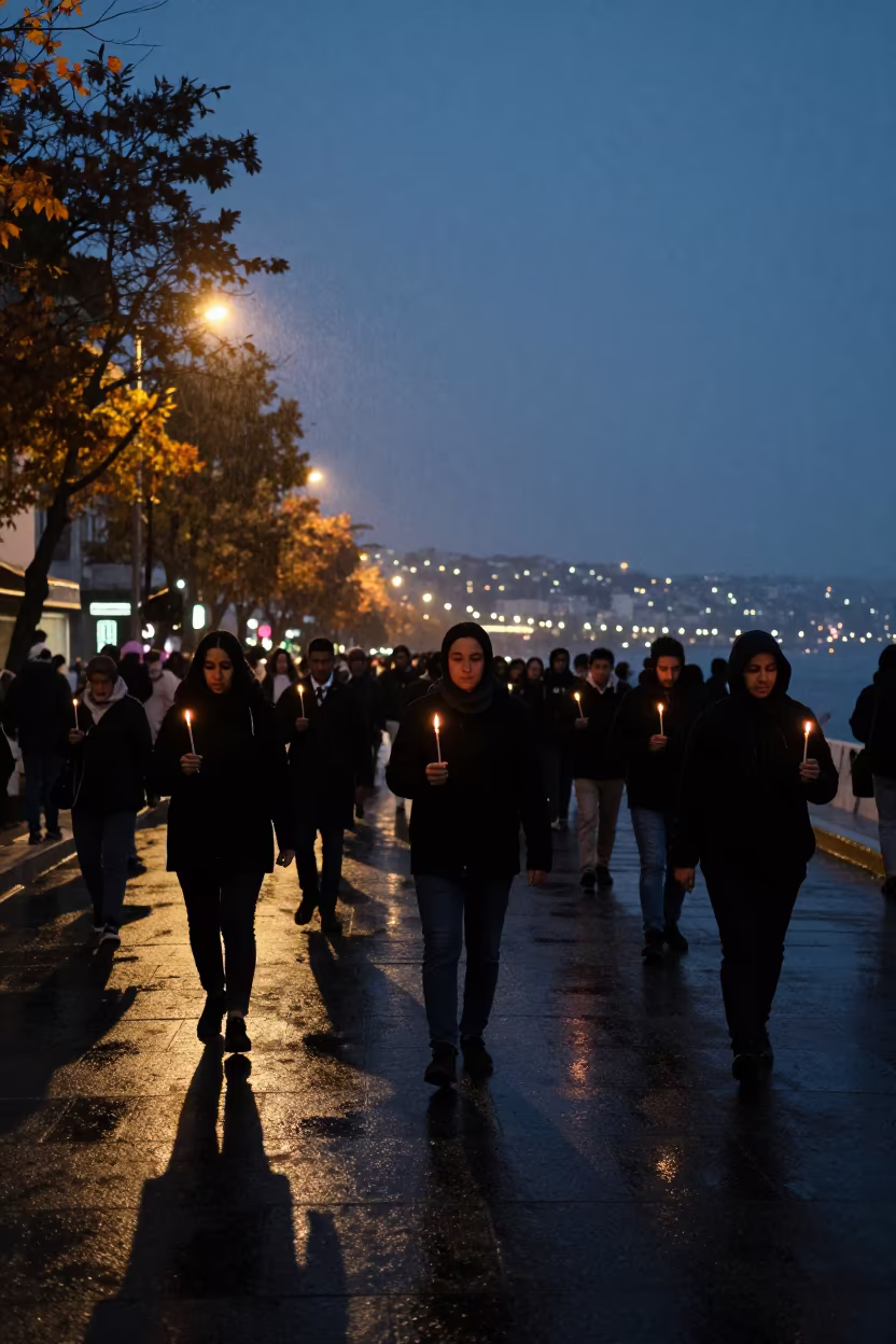 Easter Procession Candles El Oued Waterfront in at a waterfront celebration near El Oued