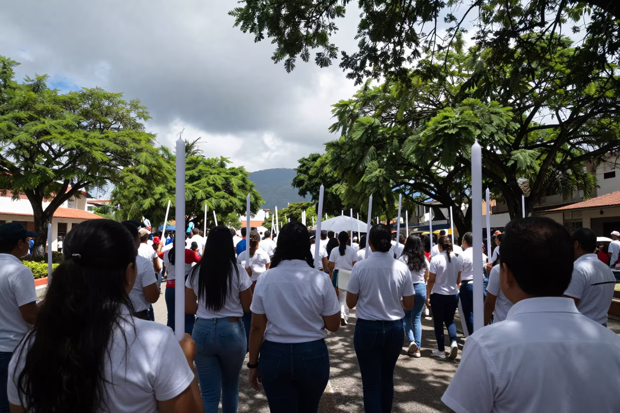 Easter Procession Candles Monsoon Ciudad Bolívar in at a public square during a festival near Ciudad Bolívar