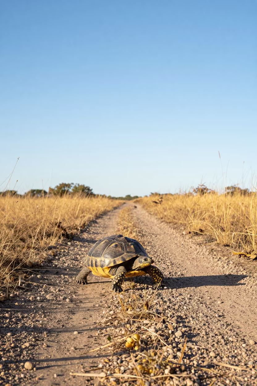 Eastern Box Turtle Crossing Uruguayan Trail in along a game trail in Uruguay