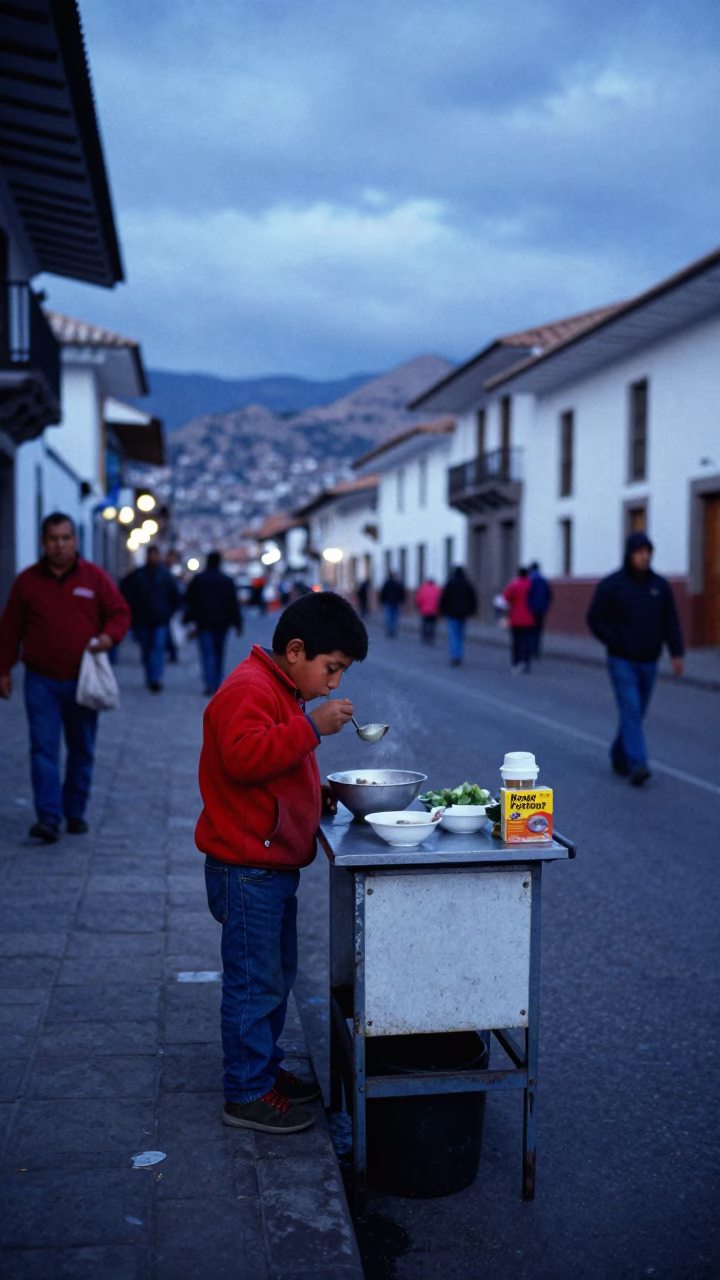 Eating Soup in Cusco in in Cusco, Peru