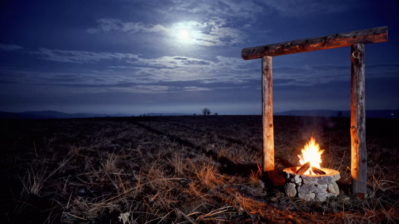 Eclipse Shadow Over Bergamo Plateau at Night in beneath a moon-washed horizon near Bergamo