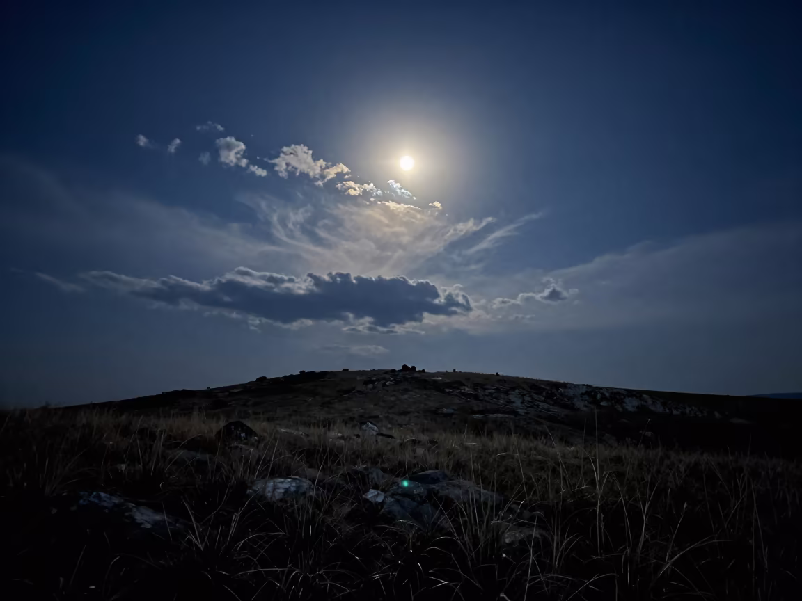 Eclipse Shadow on Serbian Plateau Night in in Serbia