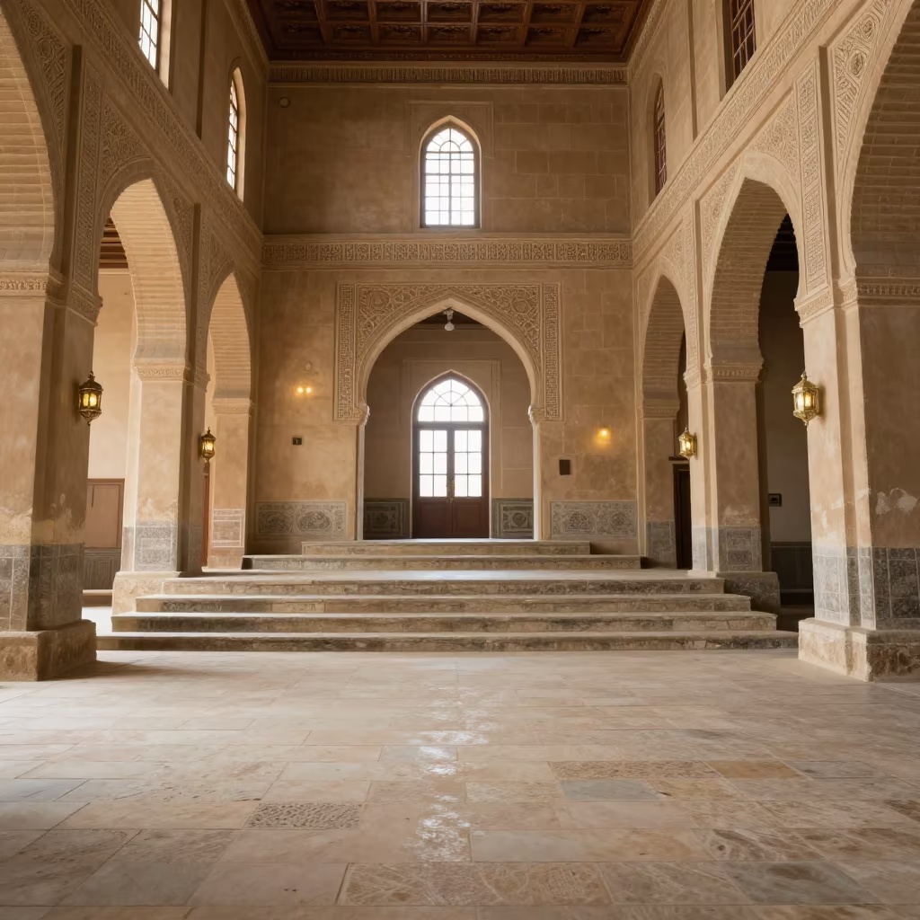 Edfu Mosque Prayer Hall Noon Light in in a mosque prayer hall in Edfu