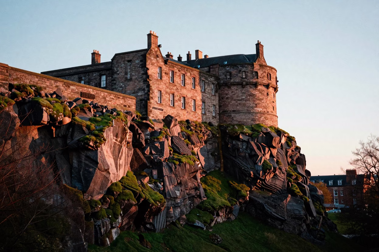 Edinburgh Morning Light at As First Light Reaches The Scene in in Edinburgh, United Kingdom