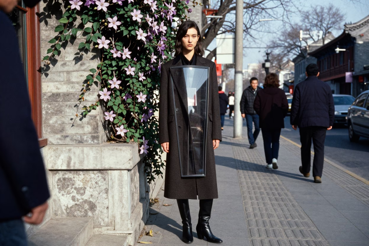 Editorial Street in Beijing at Midday Light in in Beijing, China