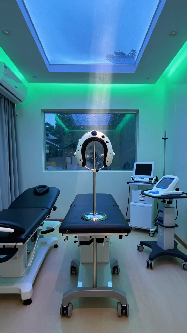 EEG Cap Drying Stand in Macau Clinic Twilight in inside a rehabilitation therapy room near Macau