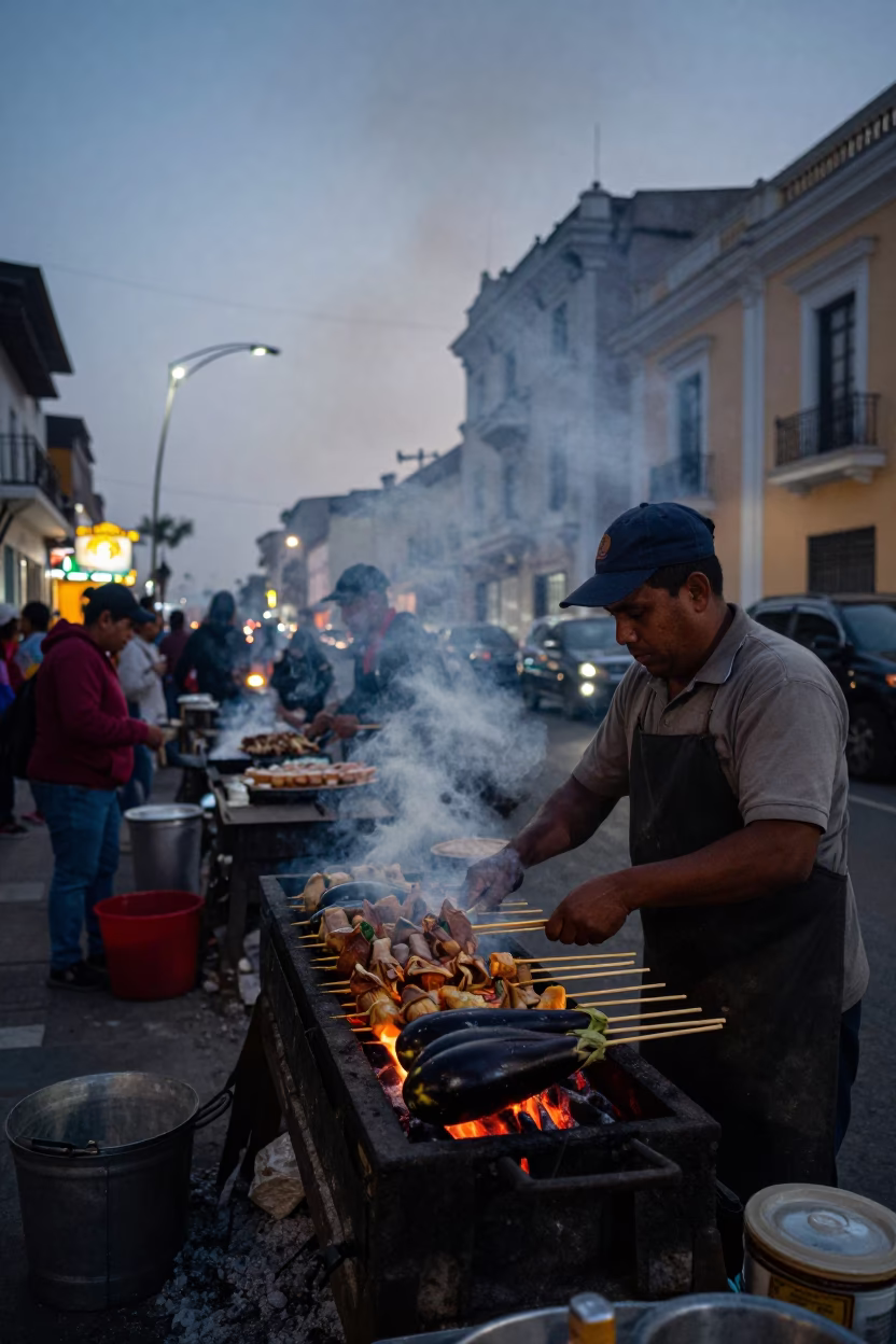 Eggplants at The Predawn Darkness Light in Lima in in Lima, Peru
