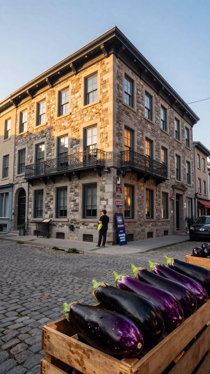 Eggplants in Montreal at Golden Hour in in Montreal, Quebec, Canada