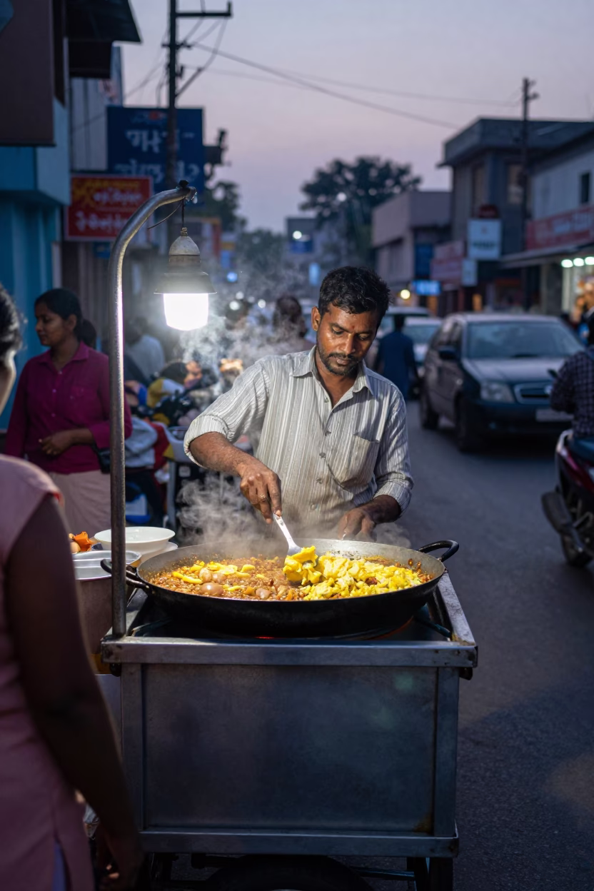 Eggs At Twilight With Local Customers in Delhi in in Delhi, India
