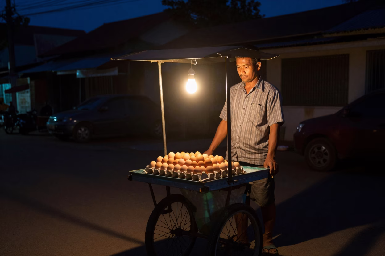 Eggs in Phnom Penh at The Deepest Night Sky Light in in Phnom Penh, Cambodia