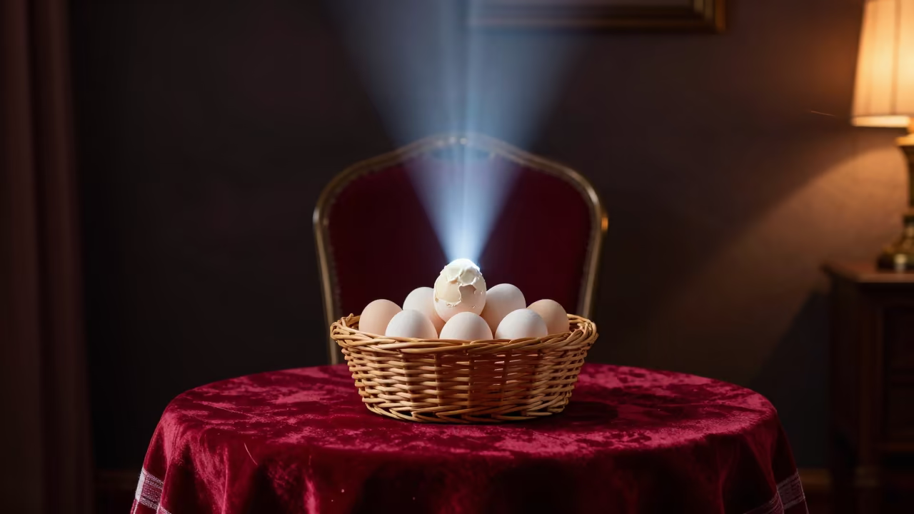 Eggs on Velvet Chair Guangzhou Dawn in on a velvet chair in Guangzhou