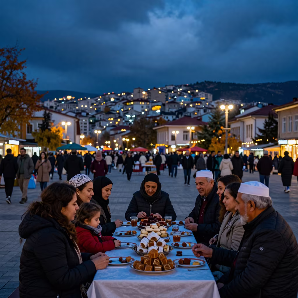 Eid al-Fitr Family Gathering in Rize Square in at a public square during a festival in Rize