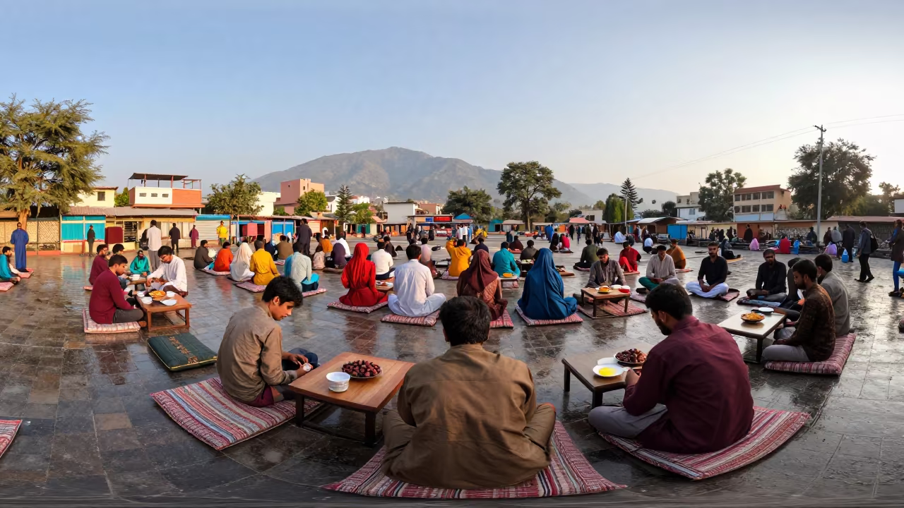 Eid al-Fitr Festival Gathering with Sweets and Dates in Jabalpur in at a public square during a festival in Jabalpur