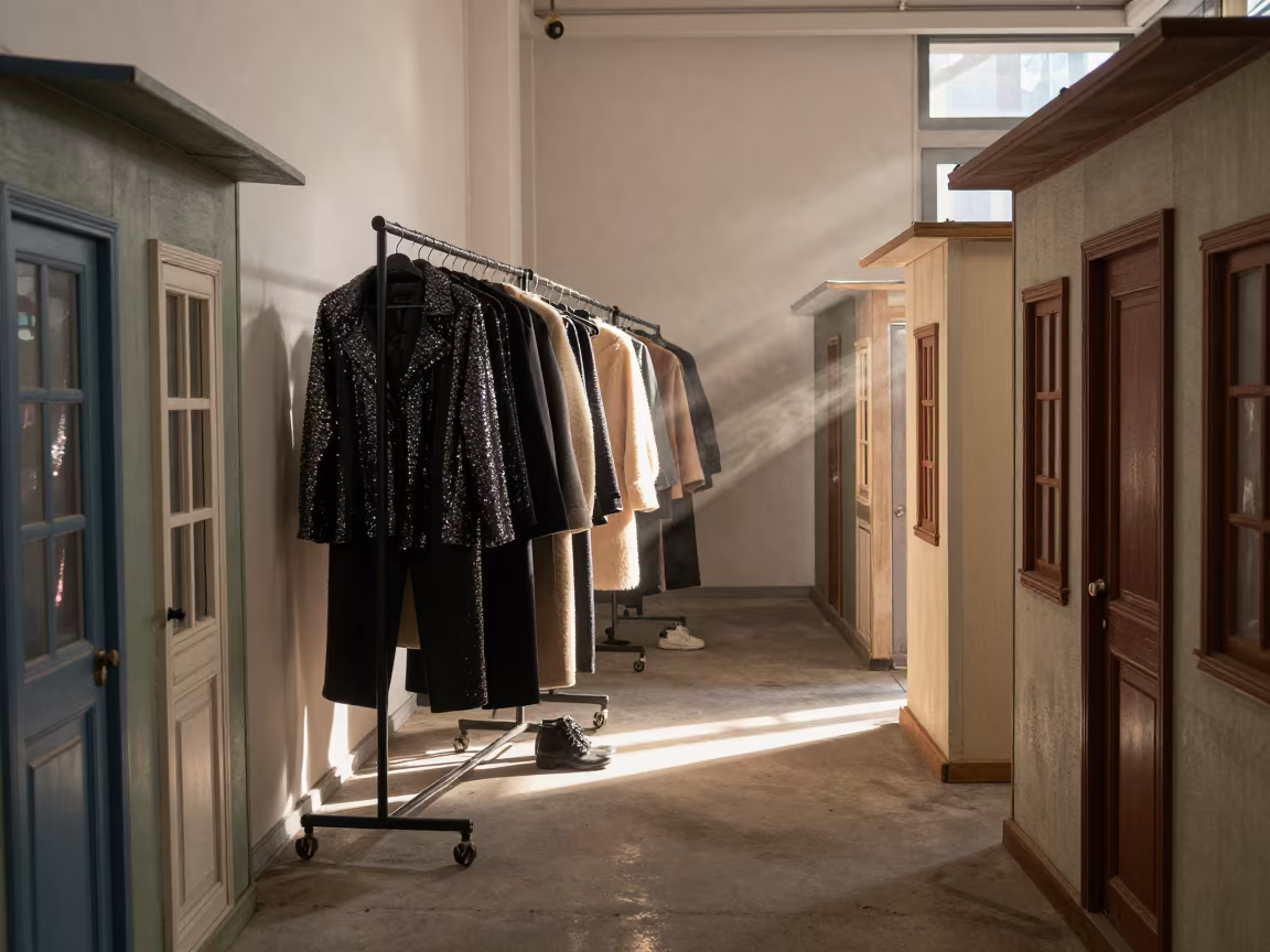 Elazig Backstage Garments with Tiny Buildings in under runway rehearsal lights near Elazığ