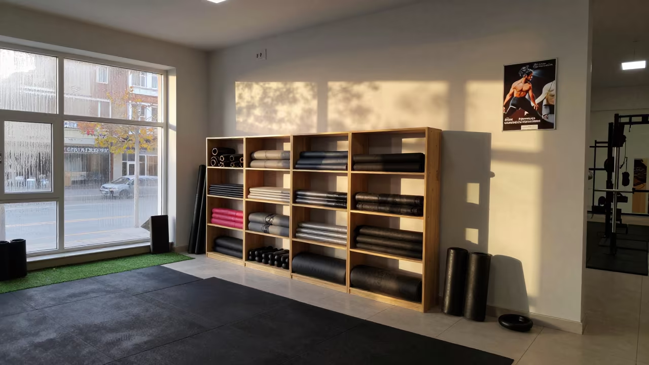 Elazig Yoga Studio Race Packet Shelf in inside a yoga studio before the session begins near Elazığ