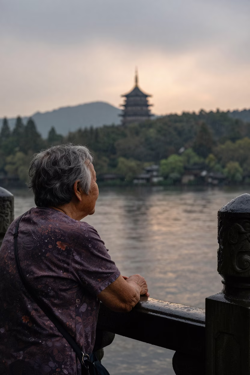 Elderly Woman Hands in Hangzhou After Storm in in Hangzhou