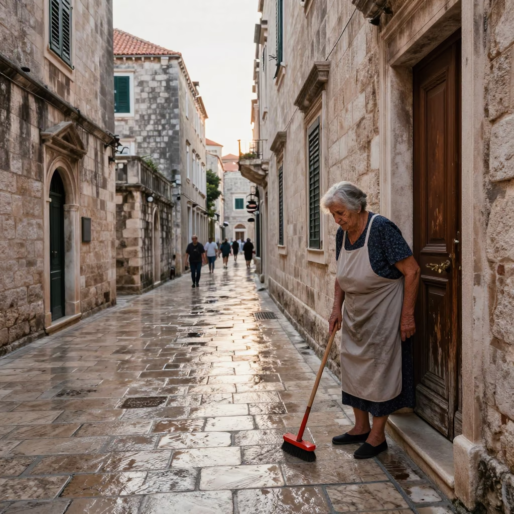 Elderly Woman in Dubrovnik in in Dubrovnik, Croatia