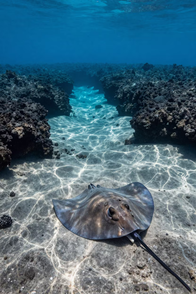 Electric Ray on Silty Floor Beside Jamaican Volcano in beside a volcanic drop-off in Jamaica