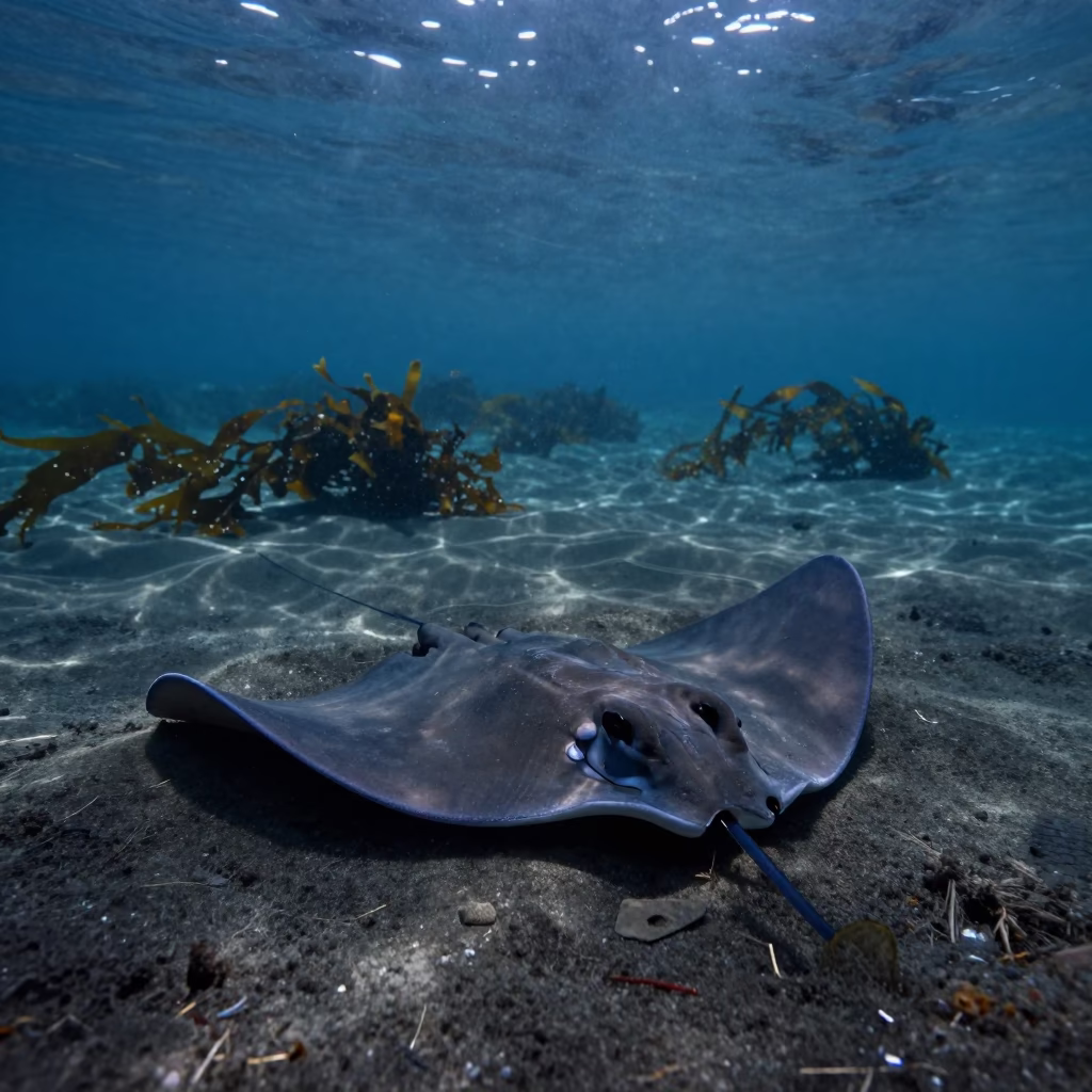 Electric Ray Silty Floor Monsoon Mumbai Shelf in along a kelp-fringed shelf near Mumbai