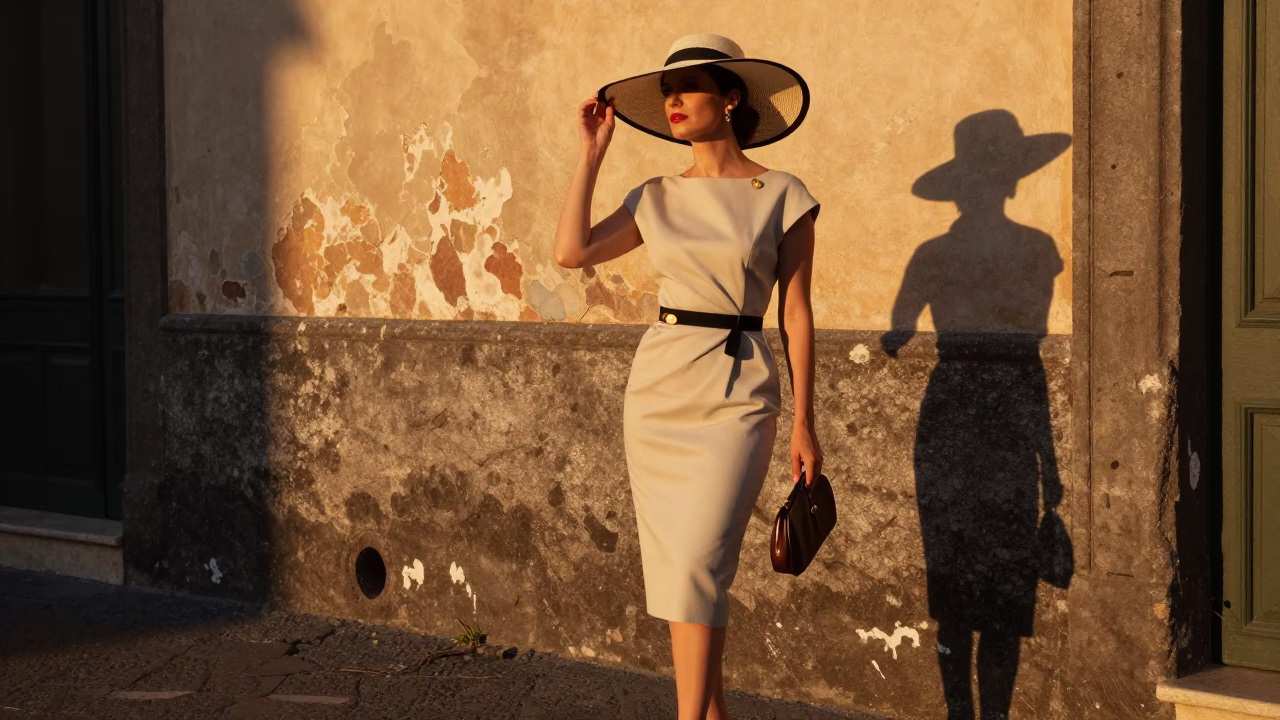 Elegant Woman at Sunset Light in Naples in in Naples, Italy