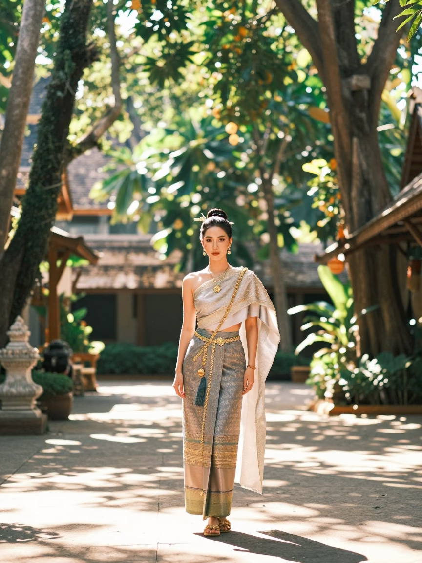 Elegant Woman in Chiang Mai at Bright Midmorning Light in in Chiang Mai, Thailand