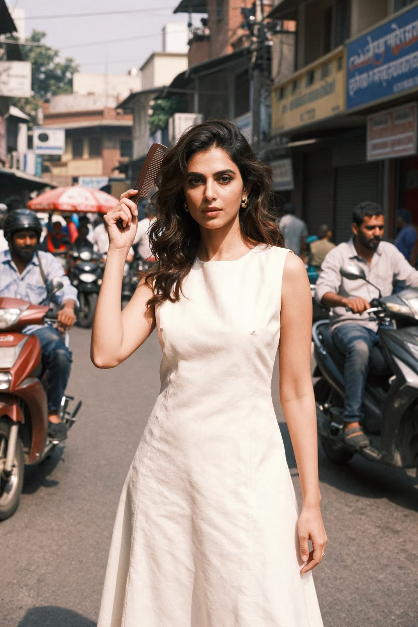Elegant Woman in Delhi at Midday Light in in Delhi, India
