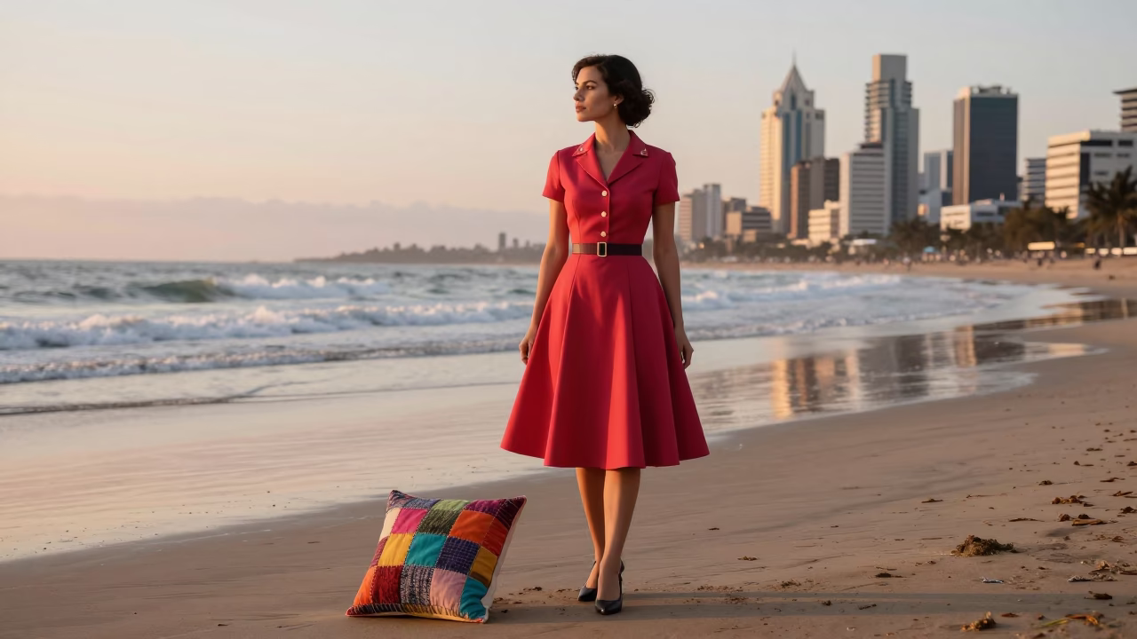 Elegant Woman in Durban at First Light Of Dawn in in Durban, South Africa