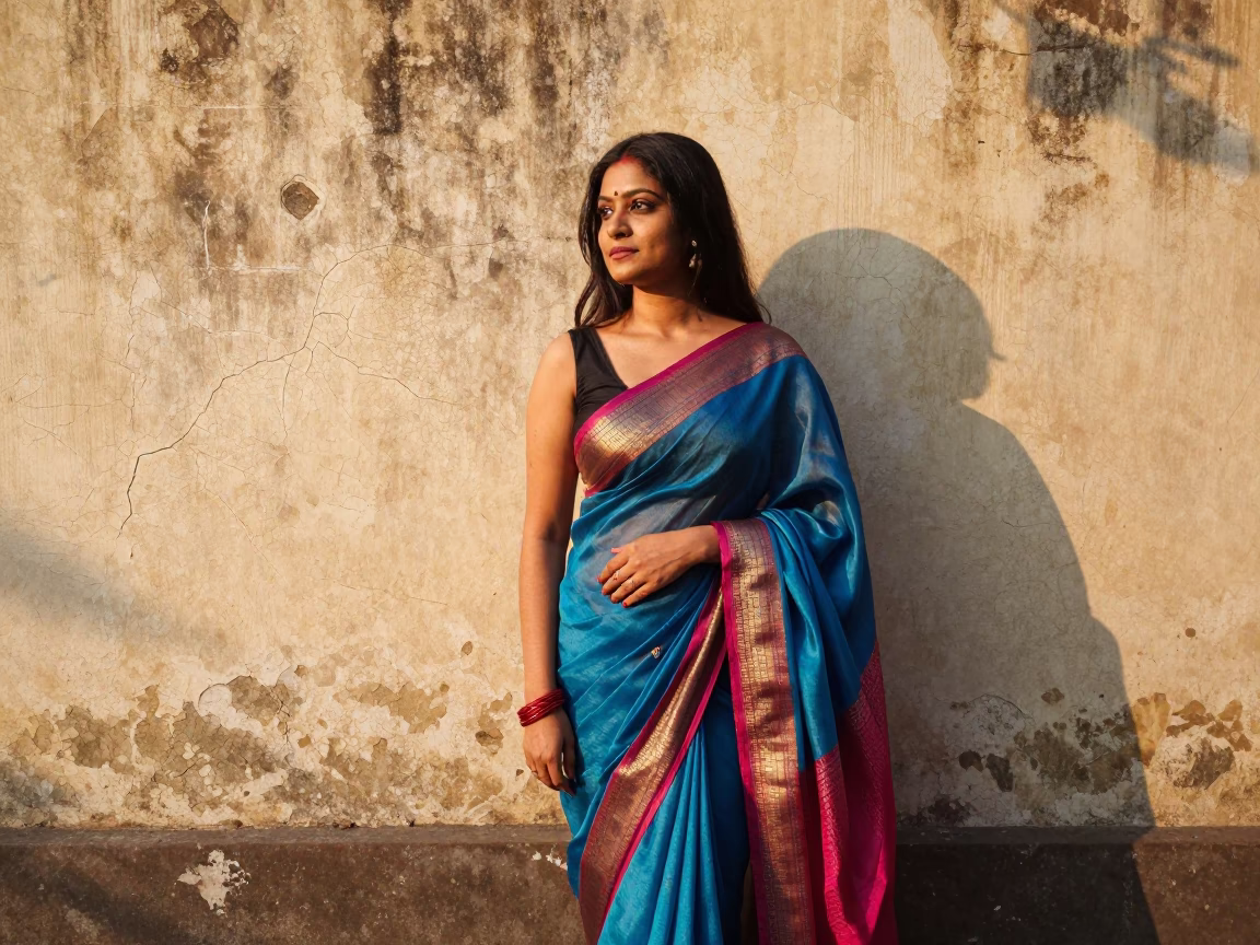 Elegant Woman in Kolkata at The Late Morning Light in in Kolkata, India