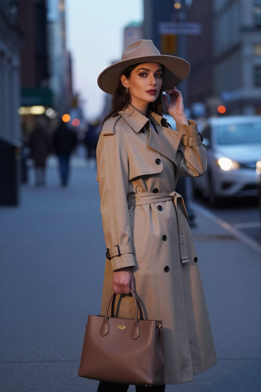Elegant Woman in New York at The Early Evening Light in in New York, New York, United States