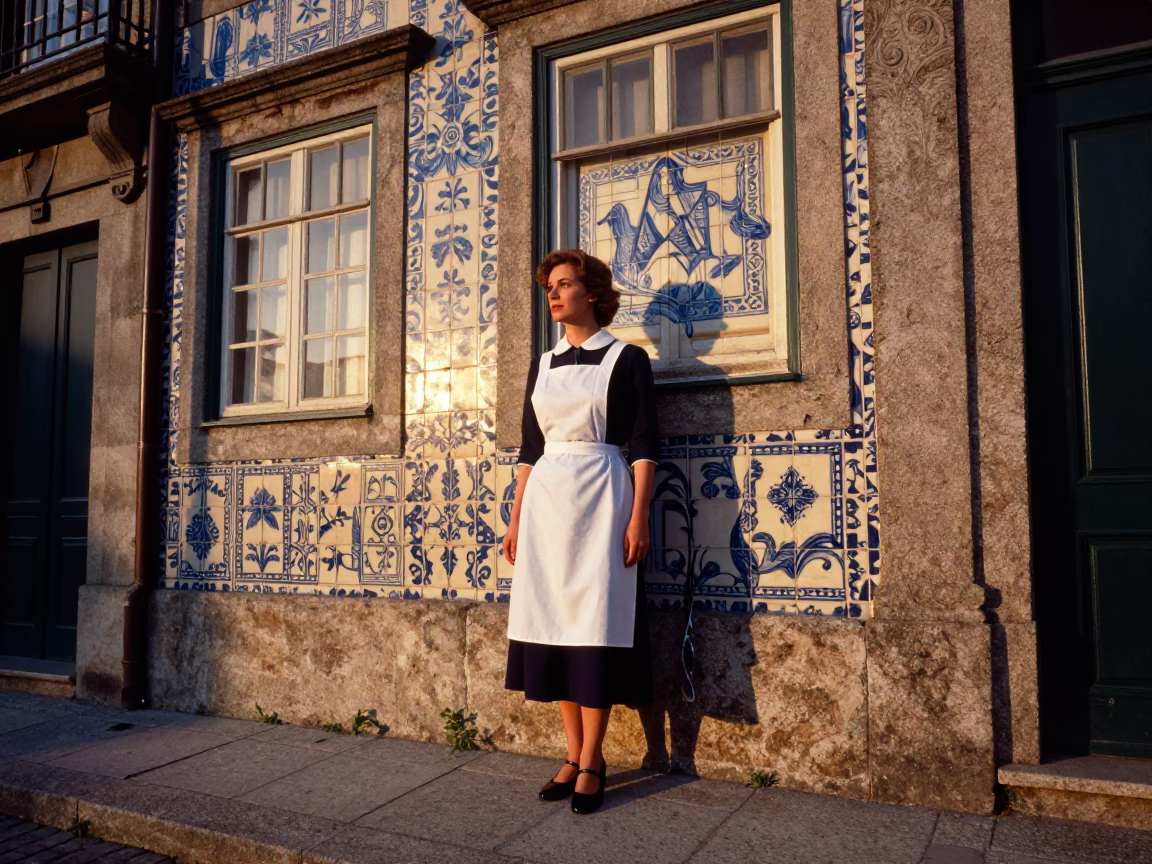 Elegant Woman in Porto at First Light Of Dawn in in Porto, Portugal