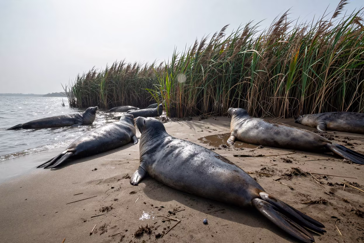 Elephant Seal Rookery in Goa Reed Bed in at the edge of a reed bed in Goa
