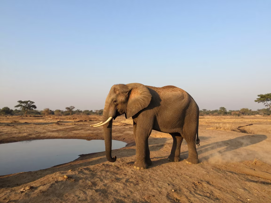 Elephant on Wind Scoured Ridge India in on a wind-scoured ridge in India