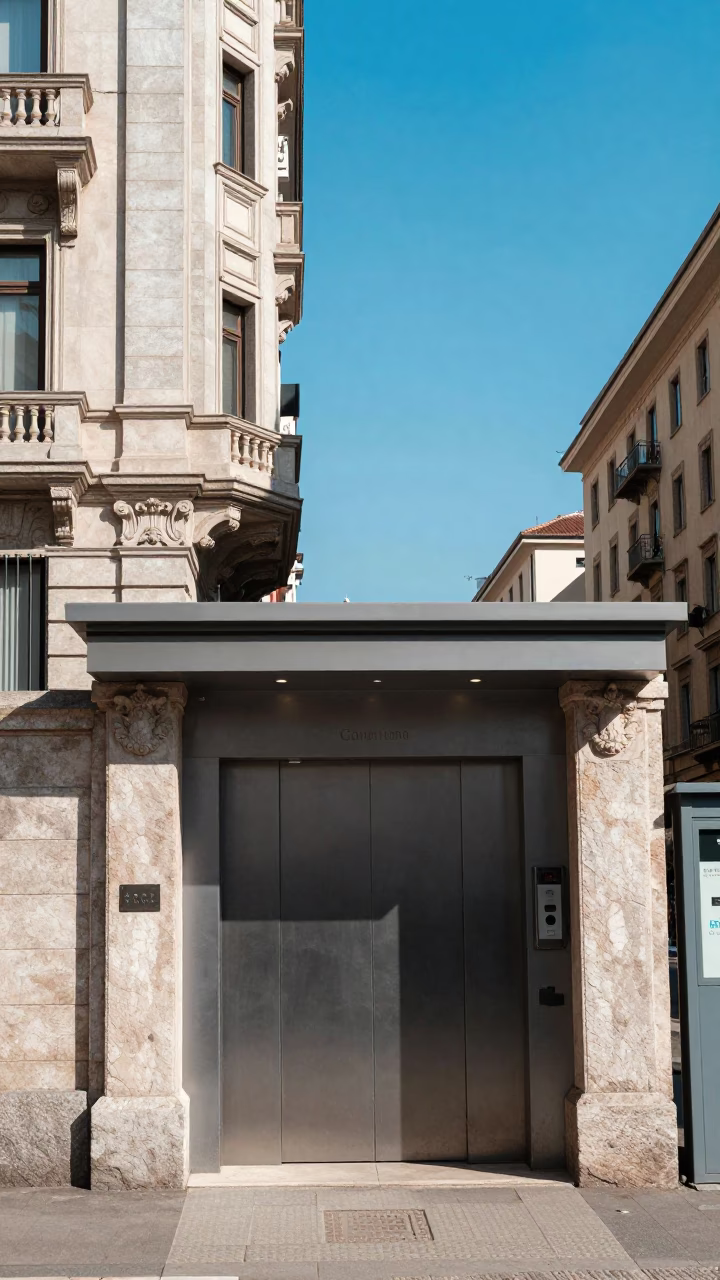 Elevator Gate in Milan at Midday Light in in Milan, Italy